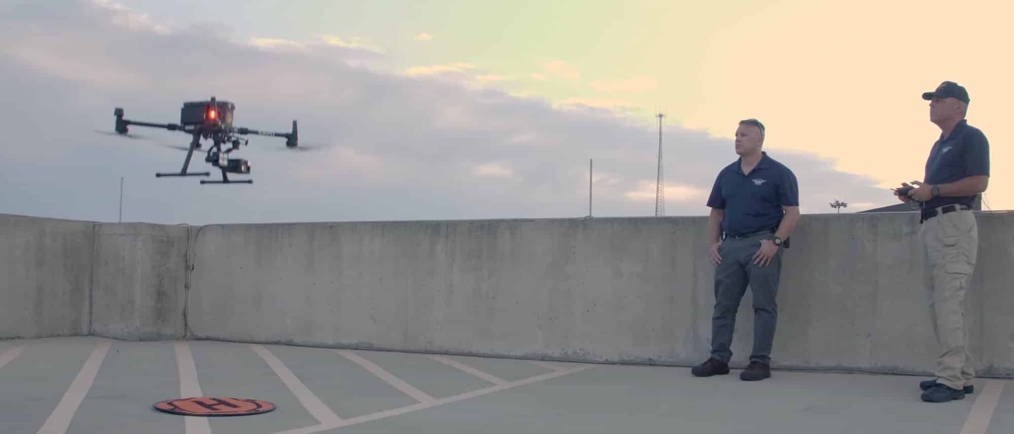 San Antonio Police Department officer operating a drone for the RAVEN program.