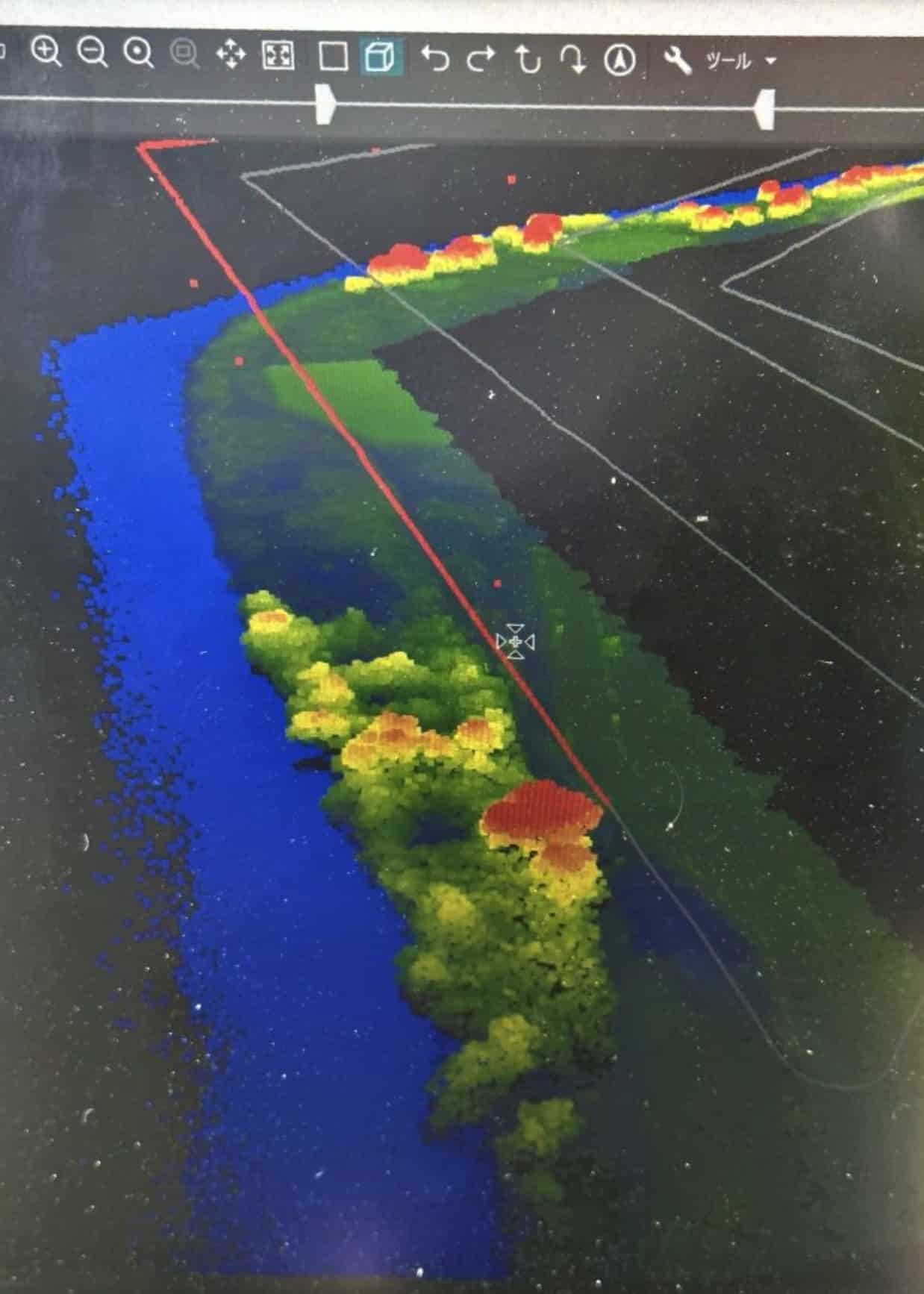 MLIT drone emitting lasers to collect 3D river data in Sakura Ward, Saitama City.