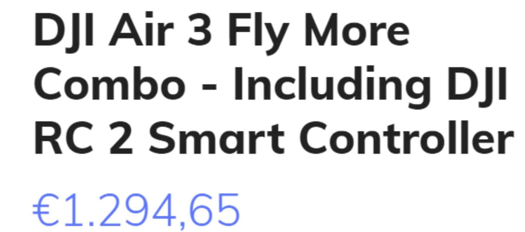 Screenshot of a leaked DJI Air 3 Fly More Combo price listing in euros.