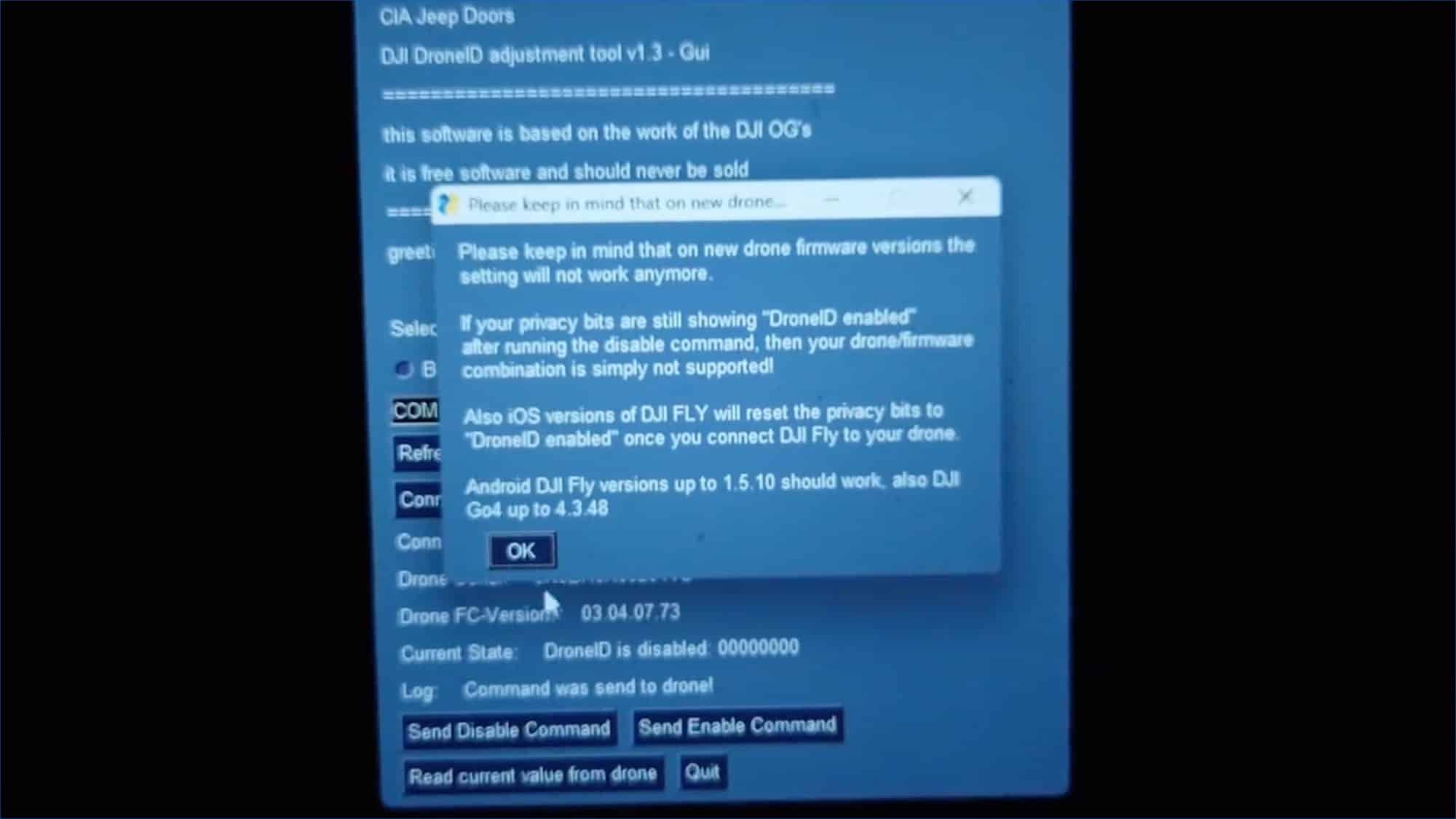 Further frame from the geo-fencing bypass segment of the video.