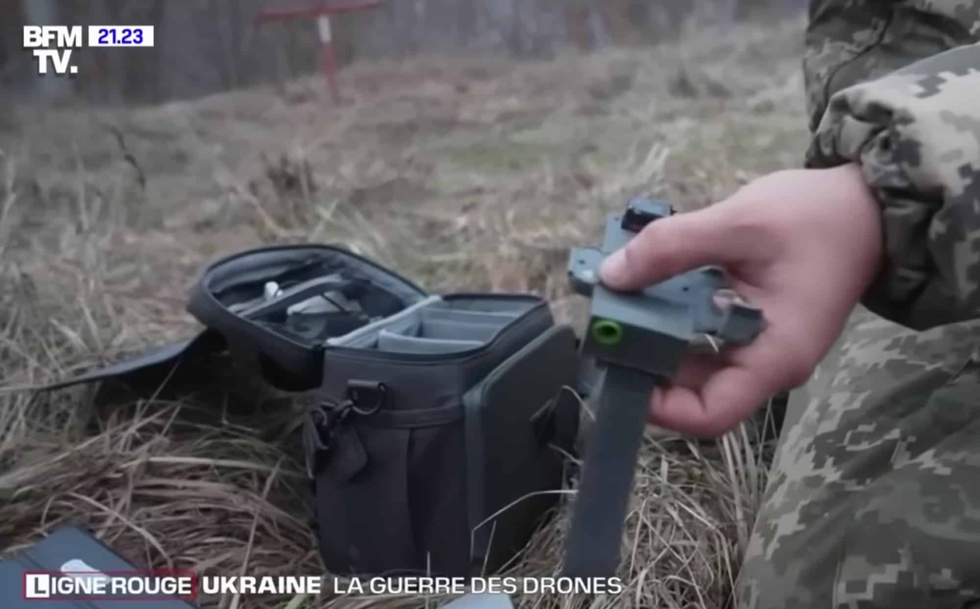 Starlink terminal used by the Ukrainian drone team to relay live video.