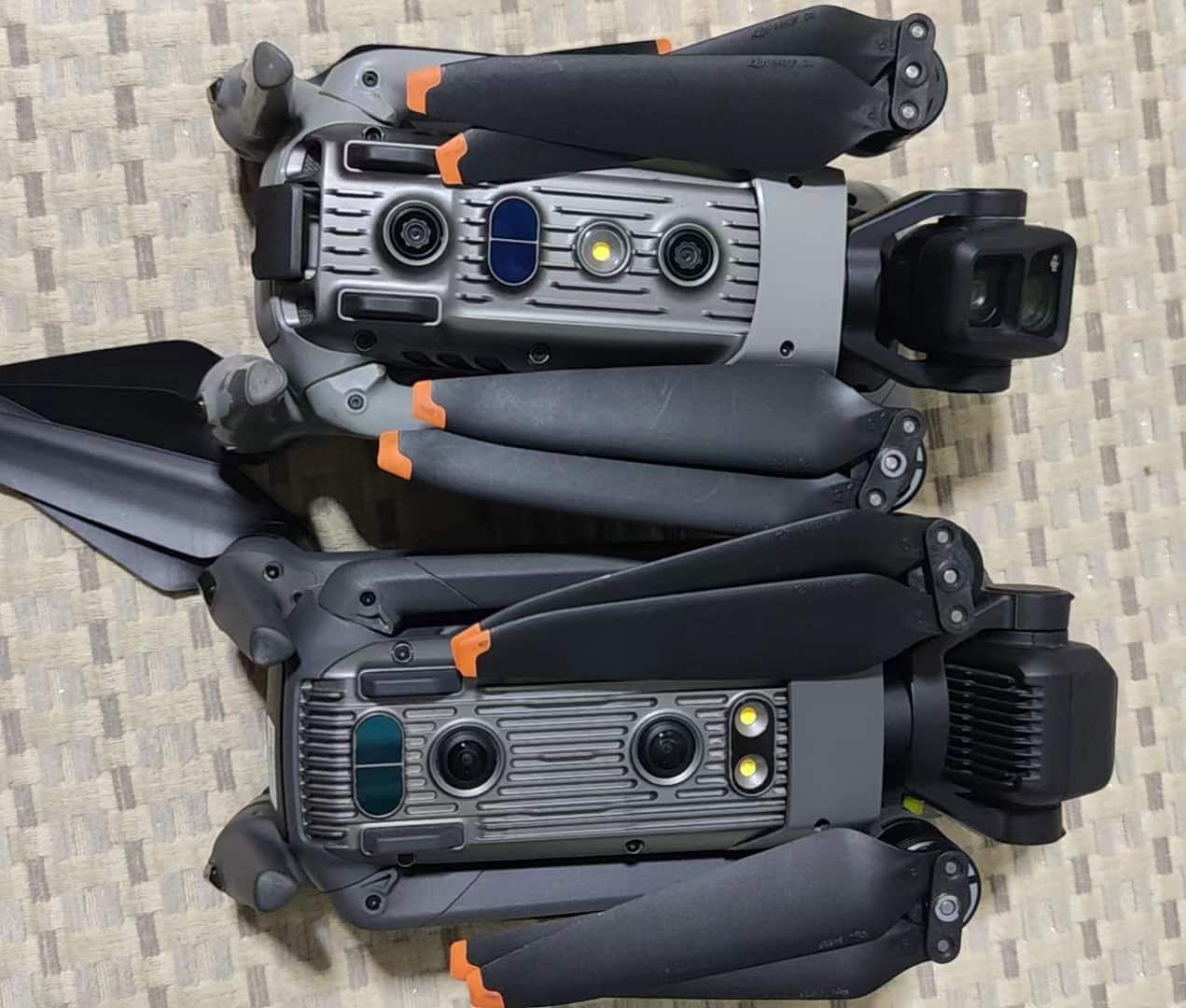 Leaked DJI Air 3 shown with a powered-on DJI RC Pro controller.