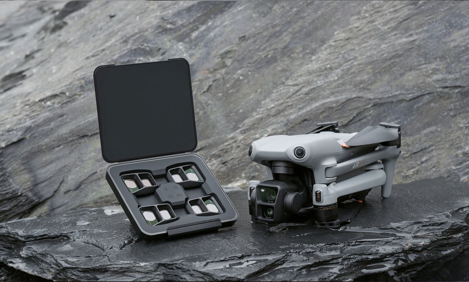 DJI Air 3 ND Filters Set covering ND8, ND16, ND32 and ND64.