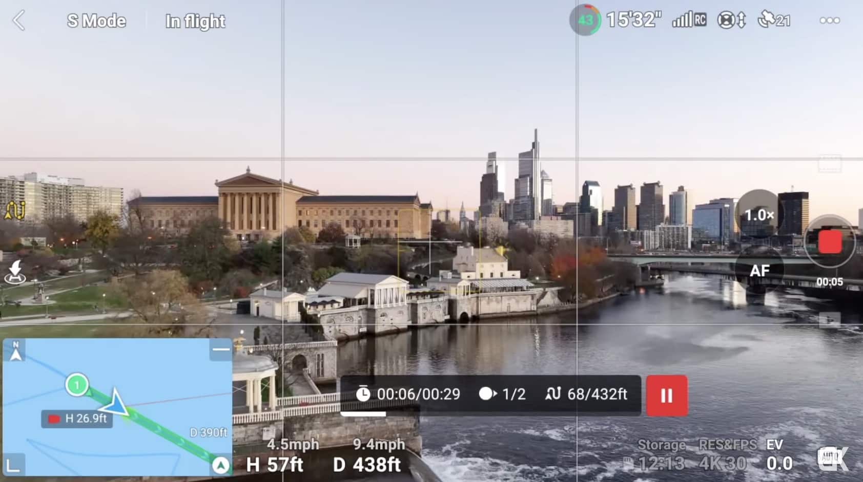 A waypoint mission set up on the DJI Air 3, a feature inherited from the Mavic 3.