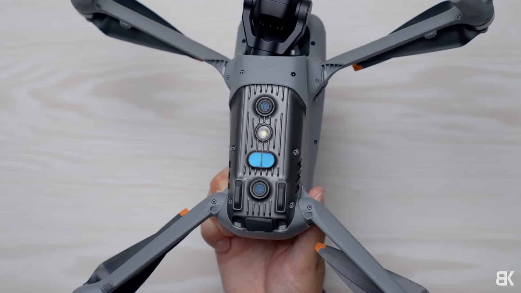 The DJI Air 3 next to the larger DJI Mavic 3 Pro for scale.