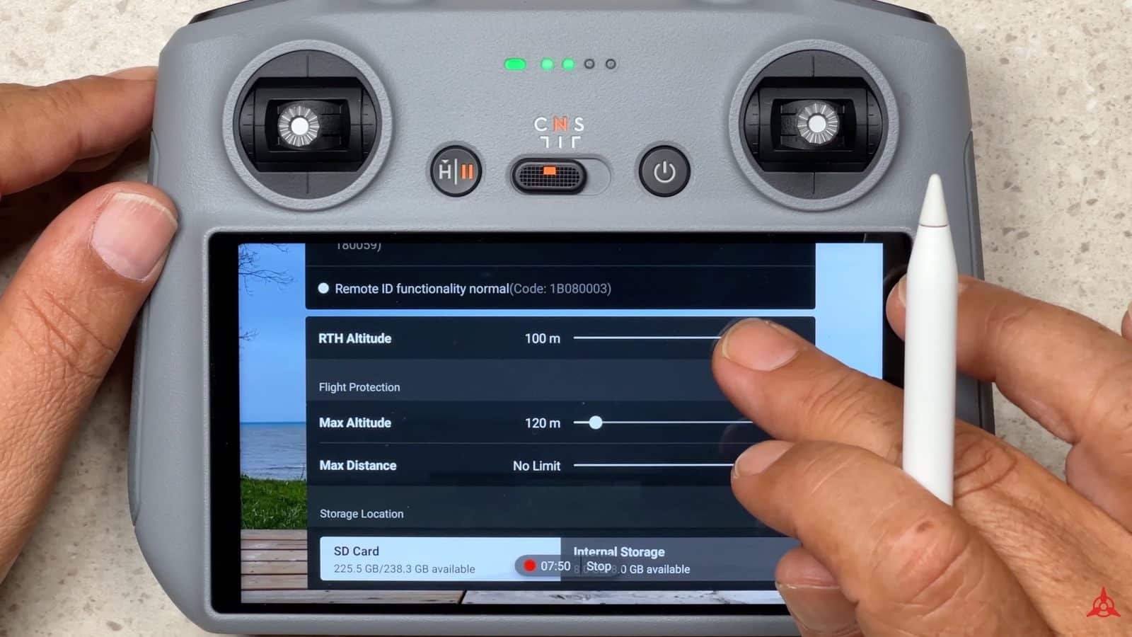 DJI Fly app displaying the Take off permitted status above the camera view.