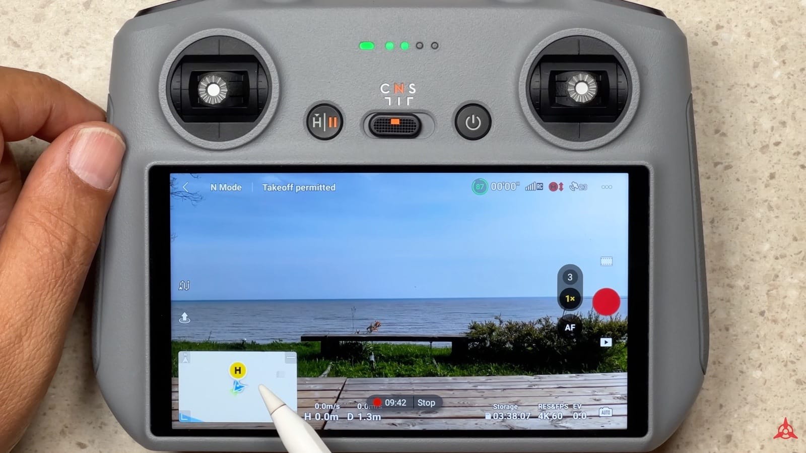 Enlarged DJI Fly map in the bottom left corner of the flight screen.