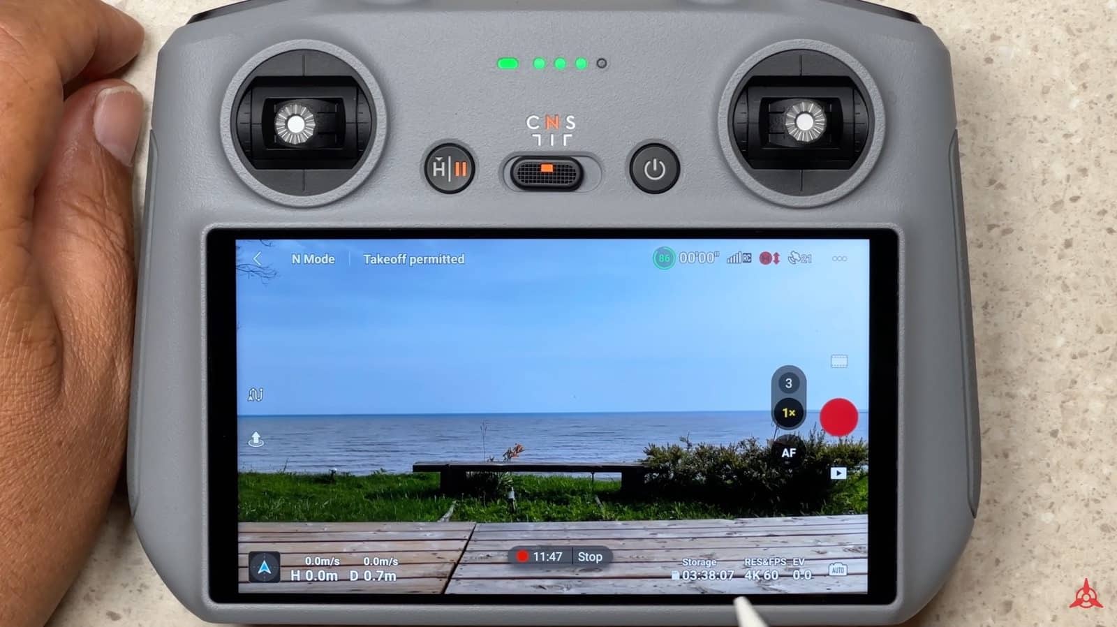 DJI Fly storage readout covering the memory card and internal storage of the DJI Air 3.
