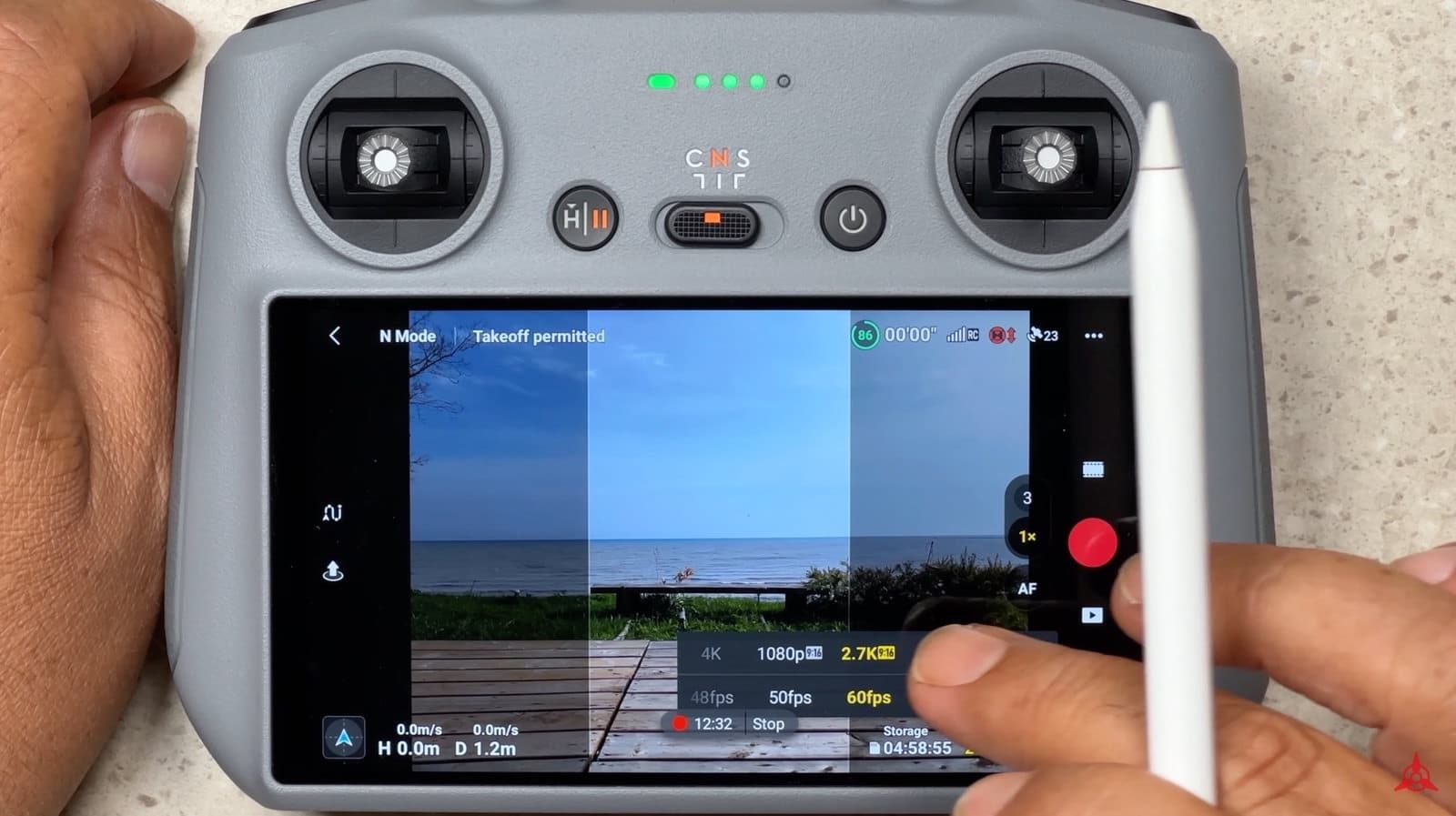 DJI Air 3 set to 2.7K in the vertical 9:16 ratio with the sides grayed out.