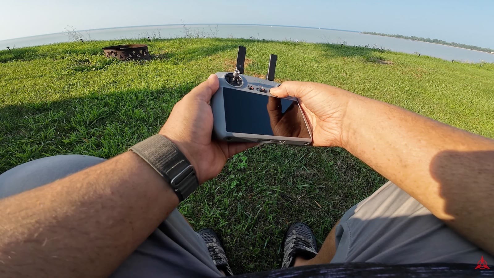 DJI RC2 connected to the DJI Air 3 with a live video feed in DJI Fly.