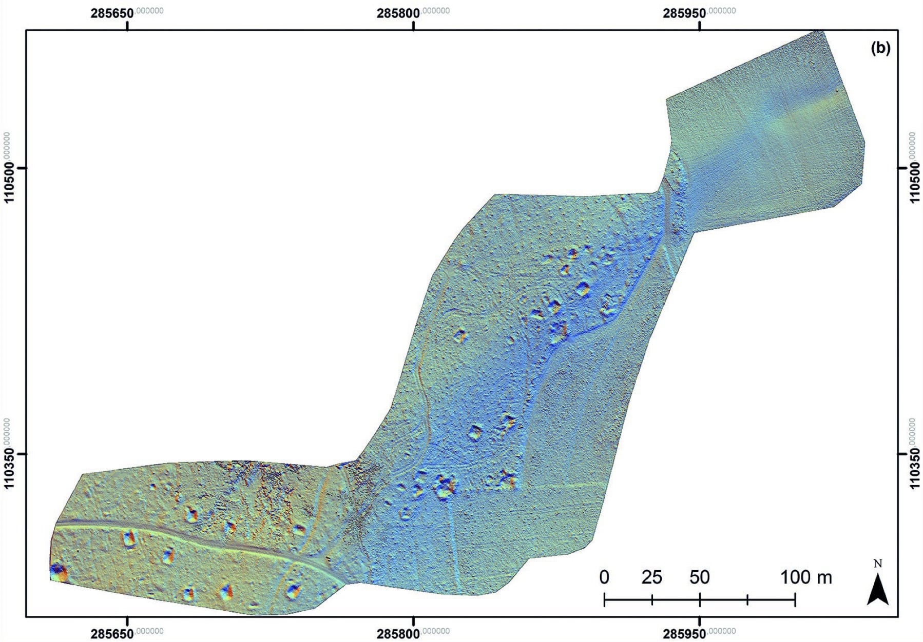The survey area where researchers mapped close to 1,000 uncharted battlefield features.