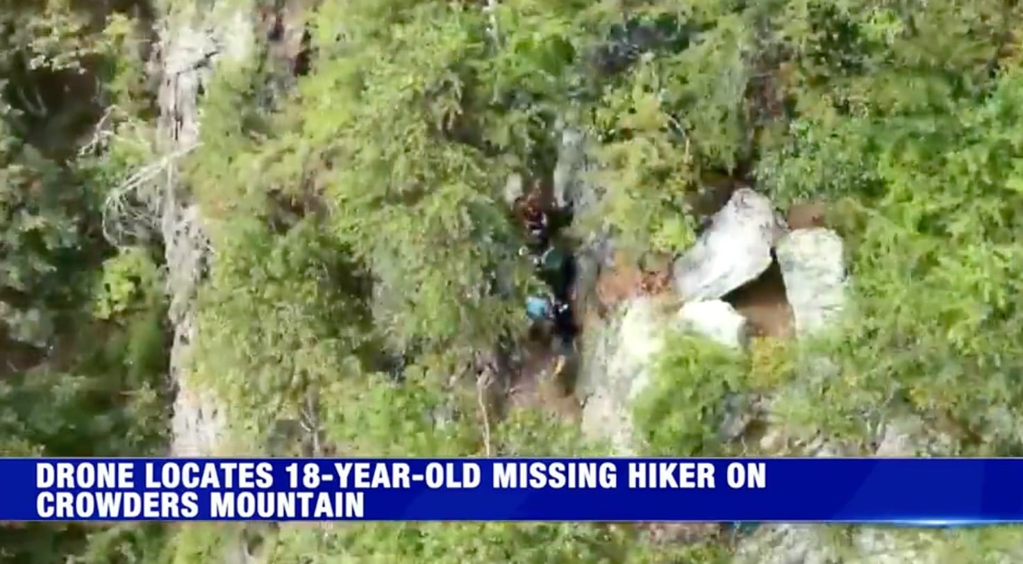 WSOC-TV coverage of the search for the missing hiker at Crowders Mountain State Park.