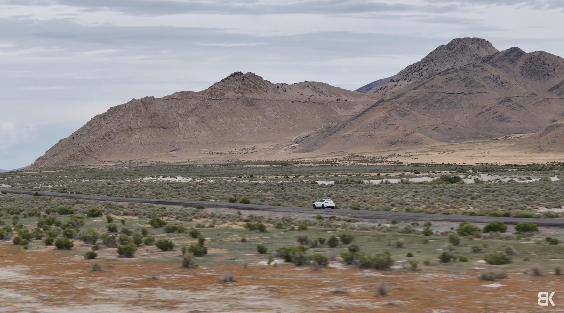 DJI Air 3 following a Tesla Model Y