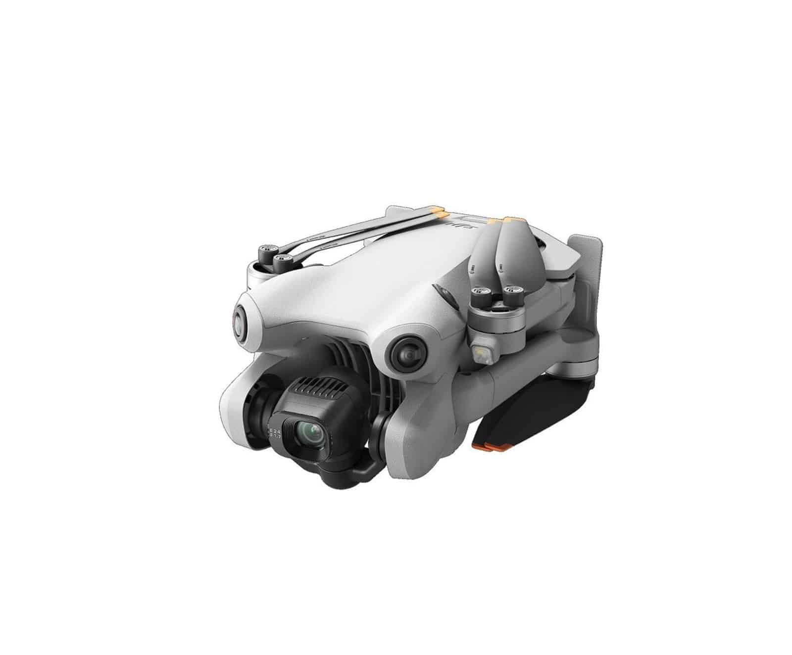DJI Mini 4 Pro press render angled to reveal the rear vents and battery.