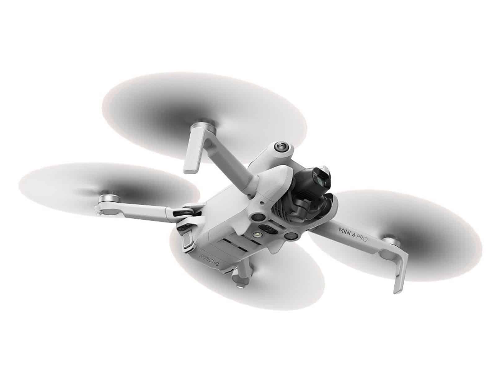 DJI Mini 4 Pro marketing image with the gimbal rotated for vertical shooting.
