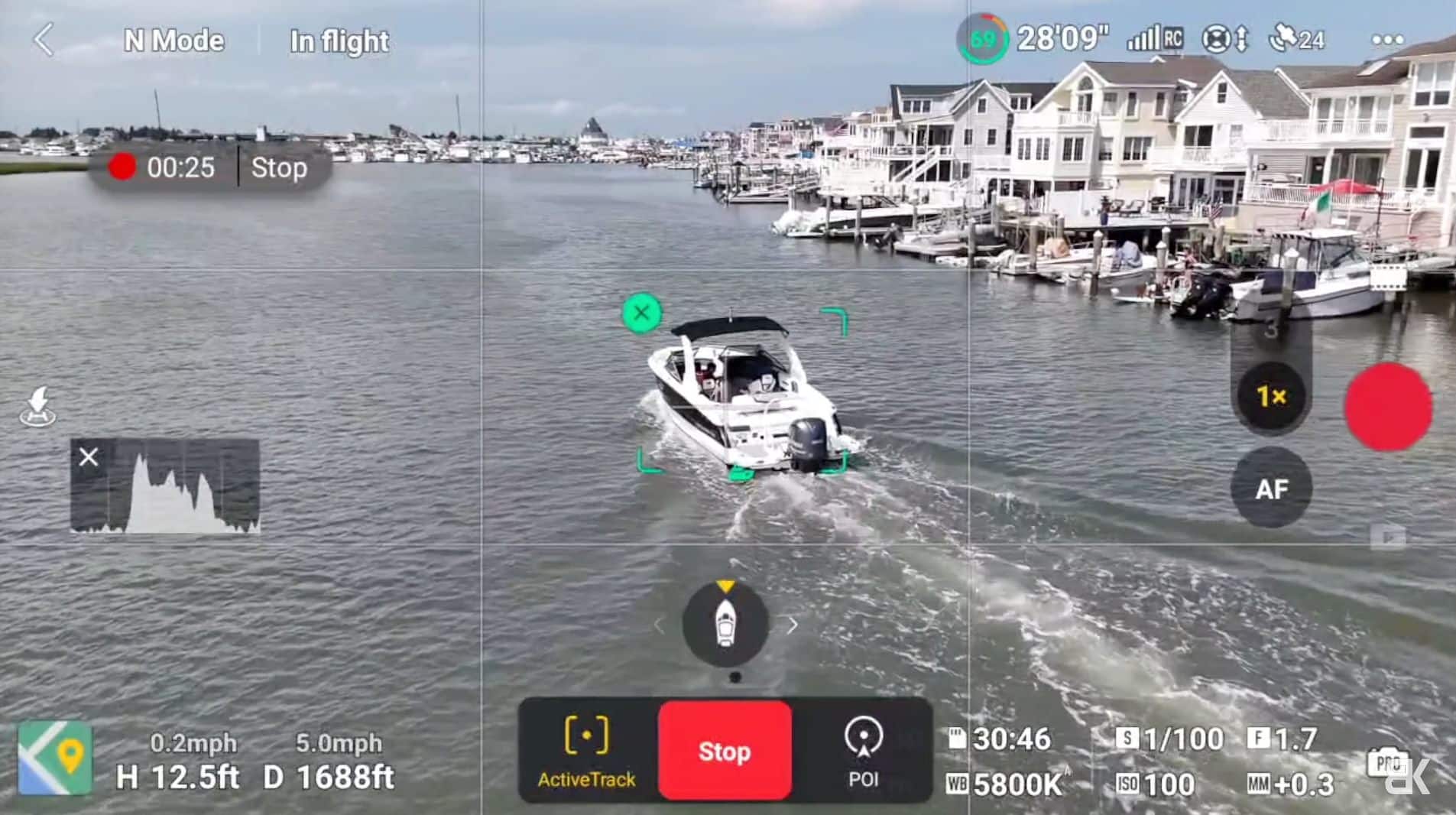 DJI Air 3 following a Boat