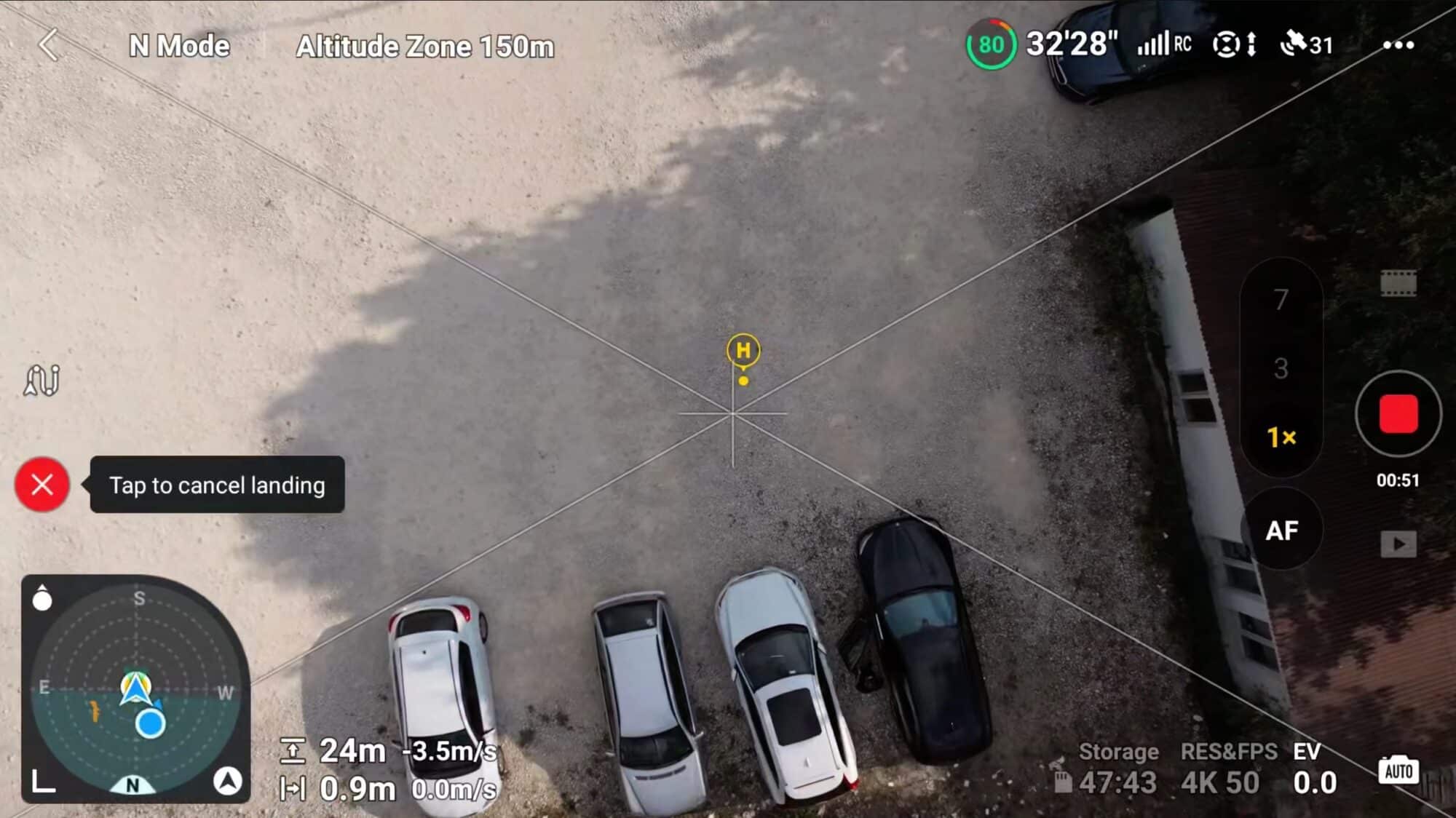 AR Home Point shown as a small H marker in the live view.