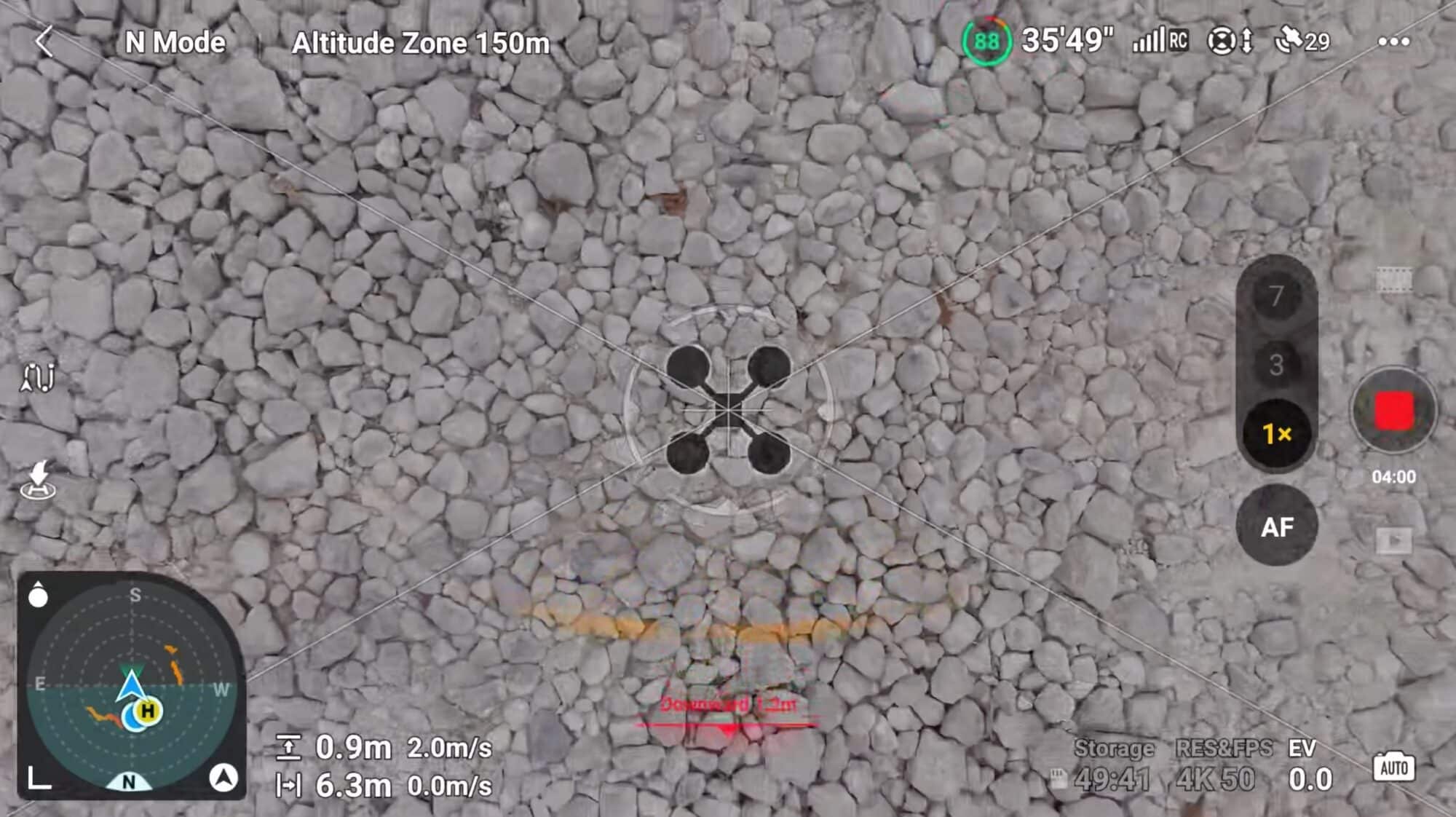 AR Aircraft Shadow projected beneath the Mavic 3 as it descends to land.