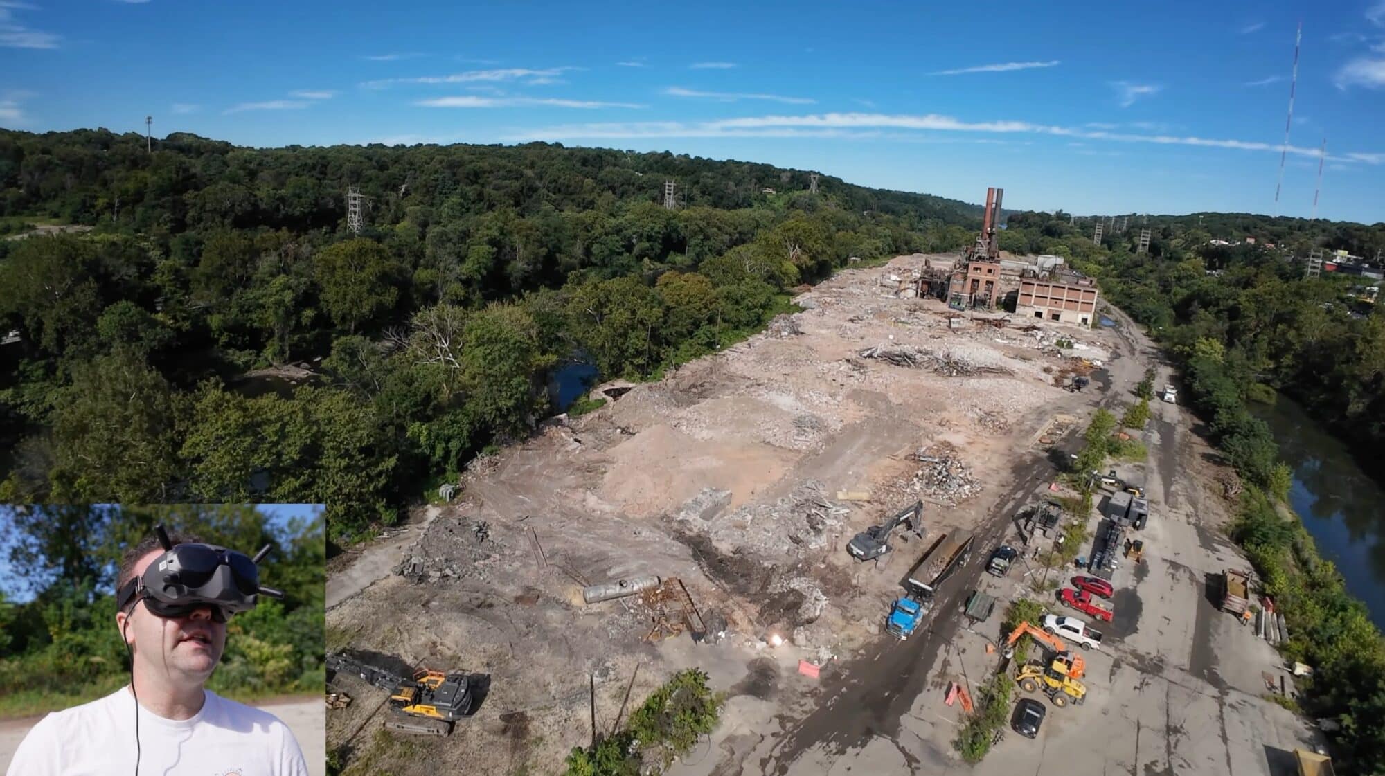 DJI Avata FPV view of the demolished factory in Manayunk-Roxborough, Philadelphia.