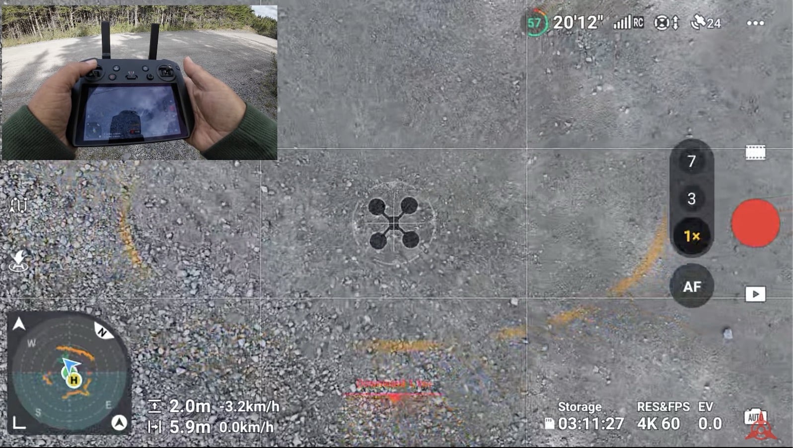Frame guides in DJI Fly blacking out the sides for 9:16 vertical video.
