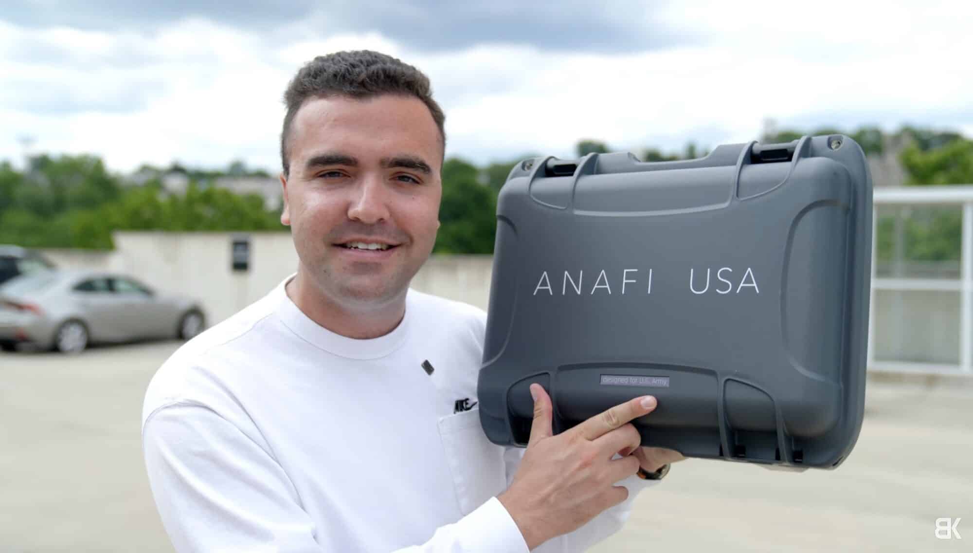 Billy Kyle with the Parrot Anafi USA drone during his first flight review.