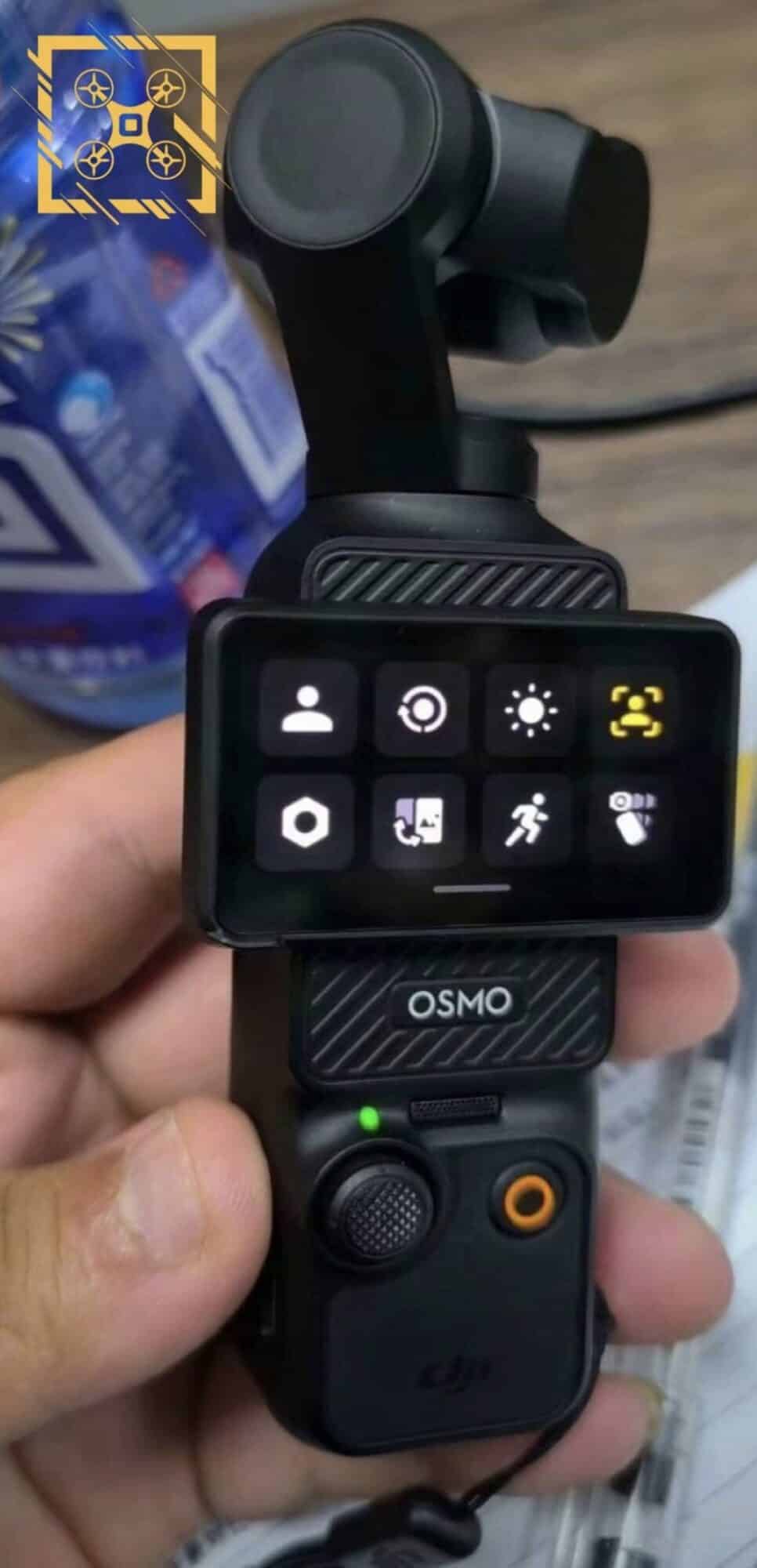 The DJI Osmo Pocket 3 camera rotating touchscreen allows you to go through the menu and change camera and recording settings.