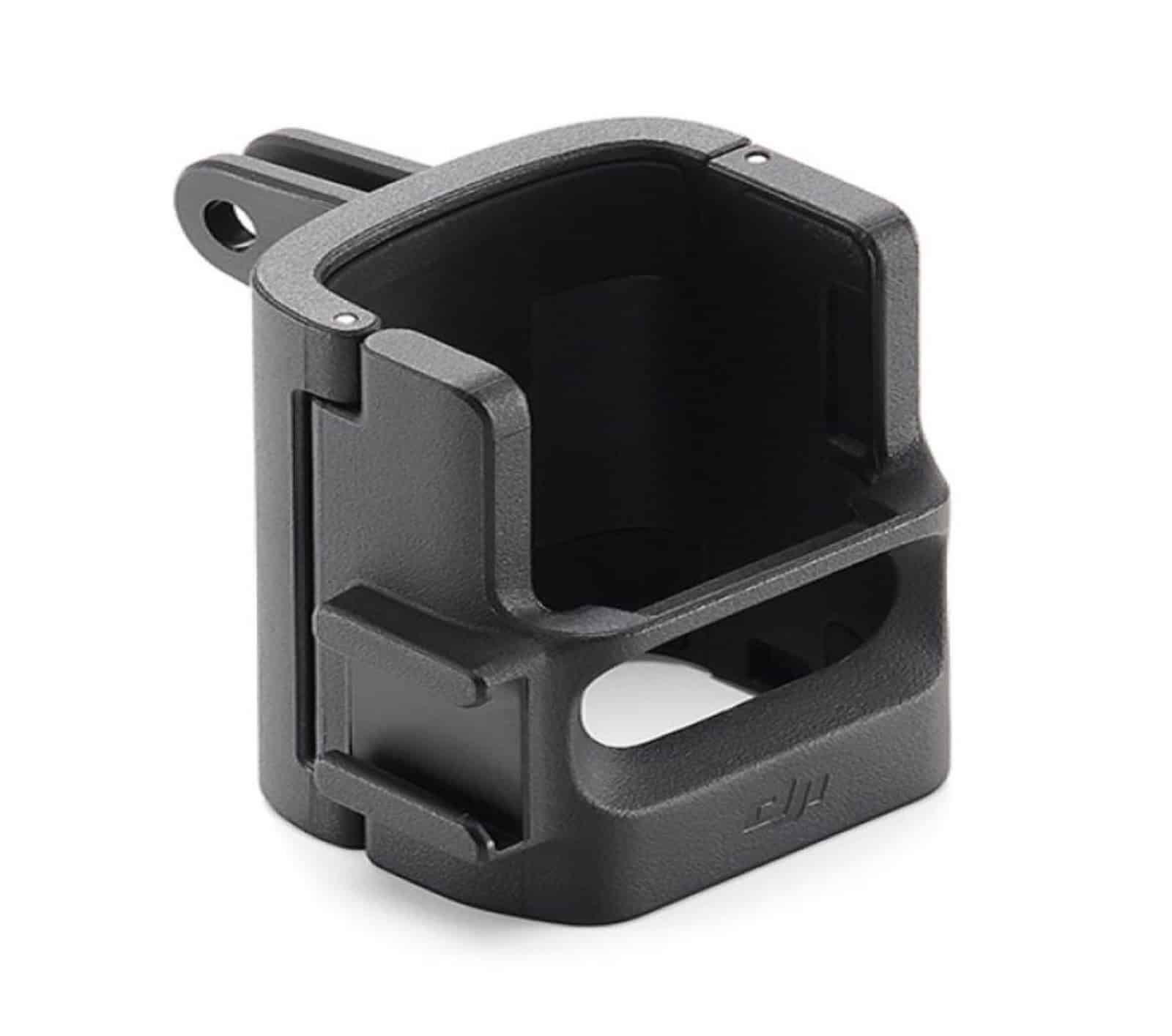The DJI Osmo Pocket 3 camera with grip/mount for accessories.