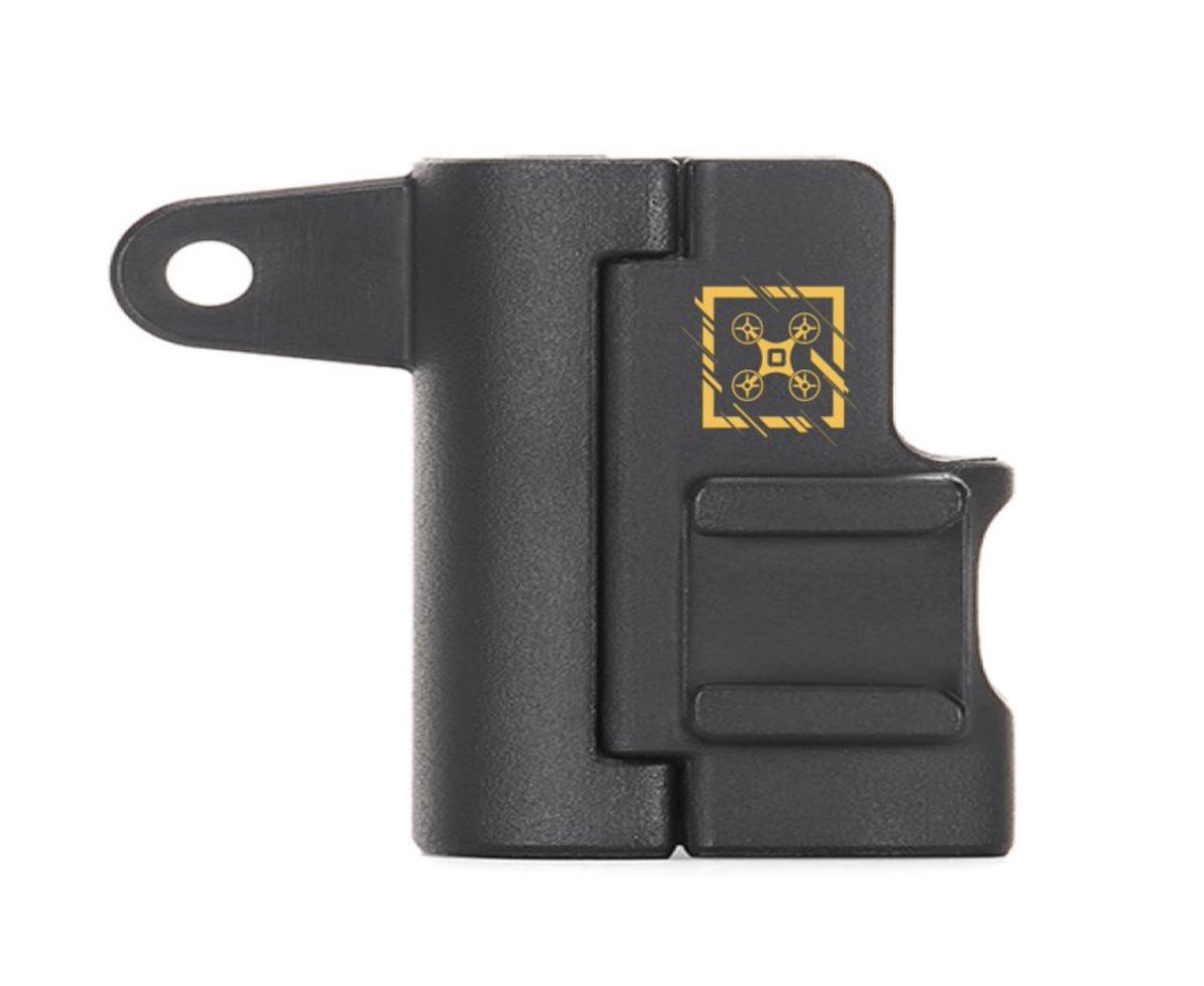 The DJI Osmo Pocket 3 camera with grip/mount for accessories.