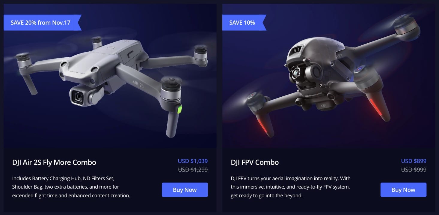 DJI Air 3 Fly More Combo with the DJI RC 2 controller in DJI's Cyber Monday sale.