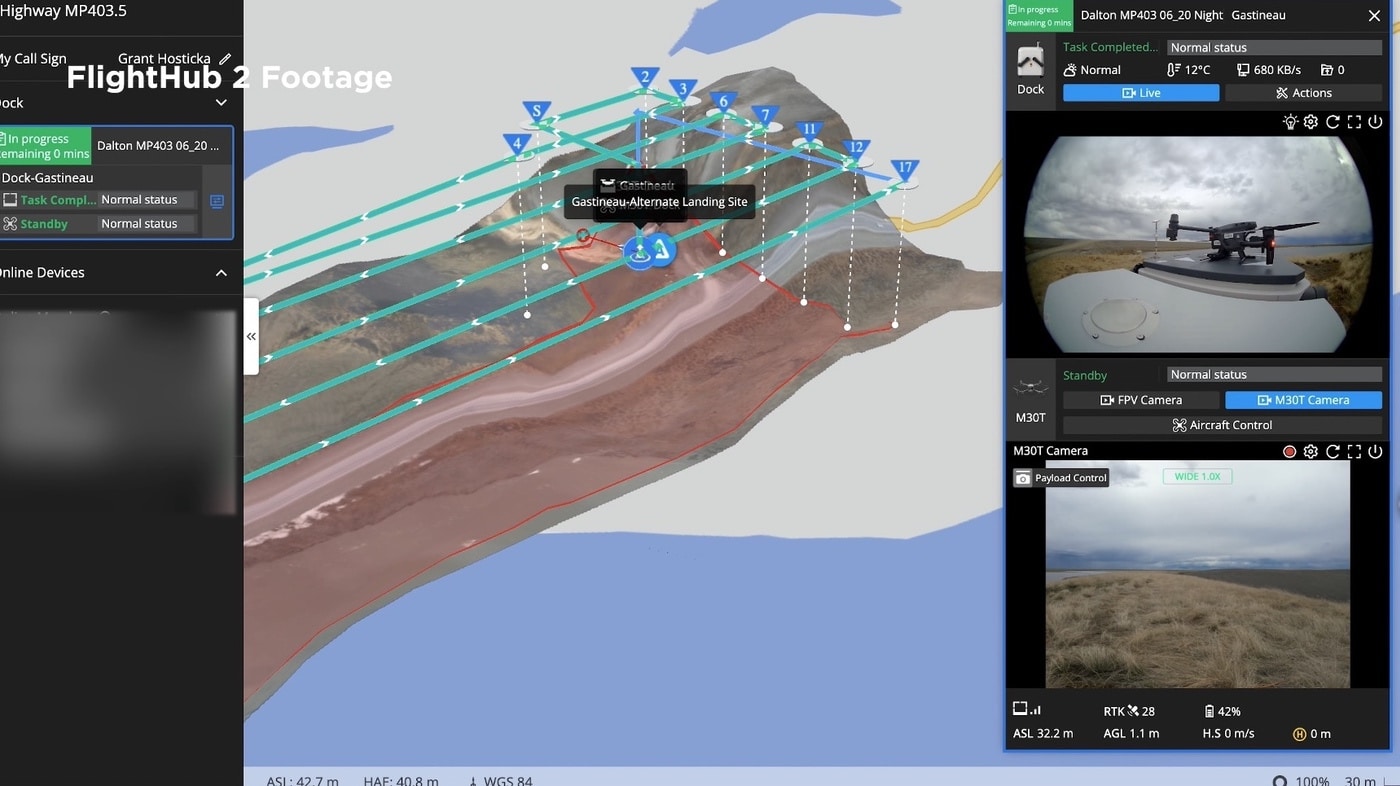 DJI Matrice 30 launching from its dock on an automated mapping mission.