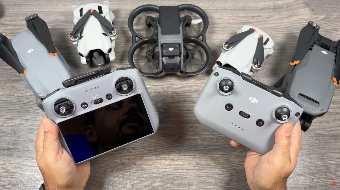 The DJI smart-style controller with its integrated screen, no smartphone required.