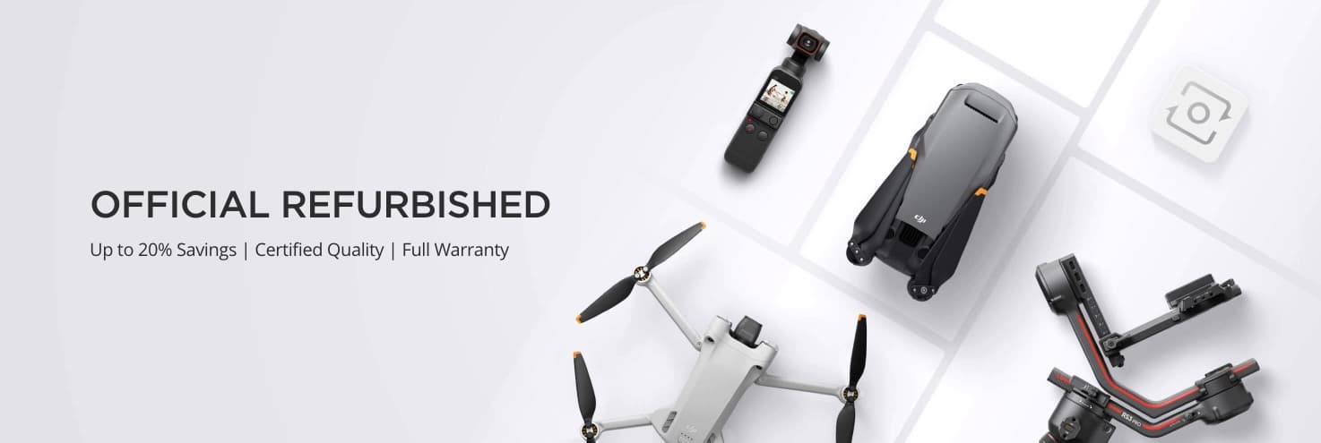 DJI refurbished store offers, including the DJI Mini 2 at $299.