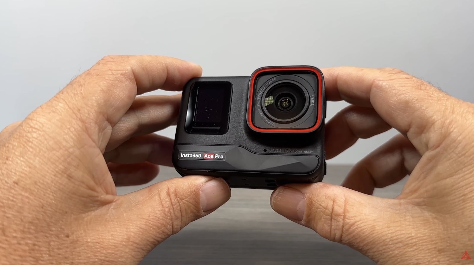 The Ace Pro 2.4-inch touchscreen folded up for framing from a low mount.