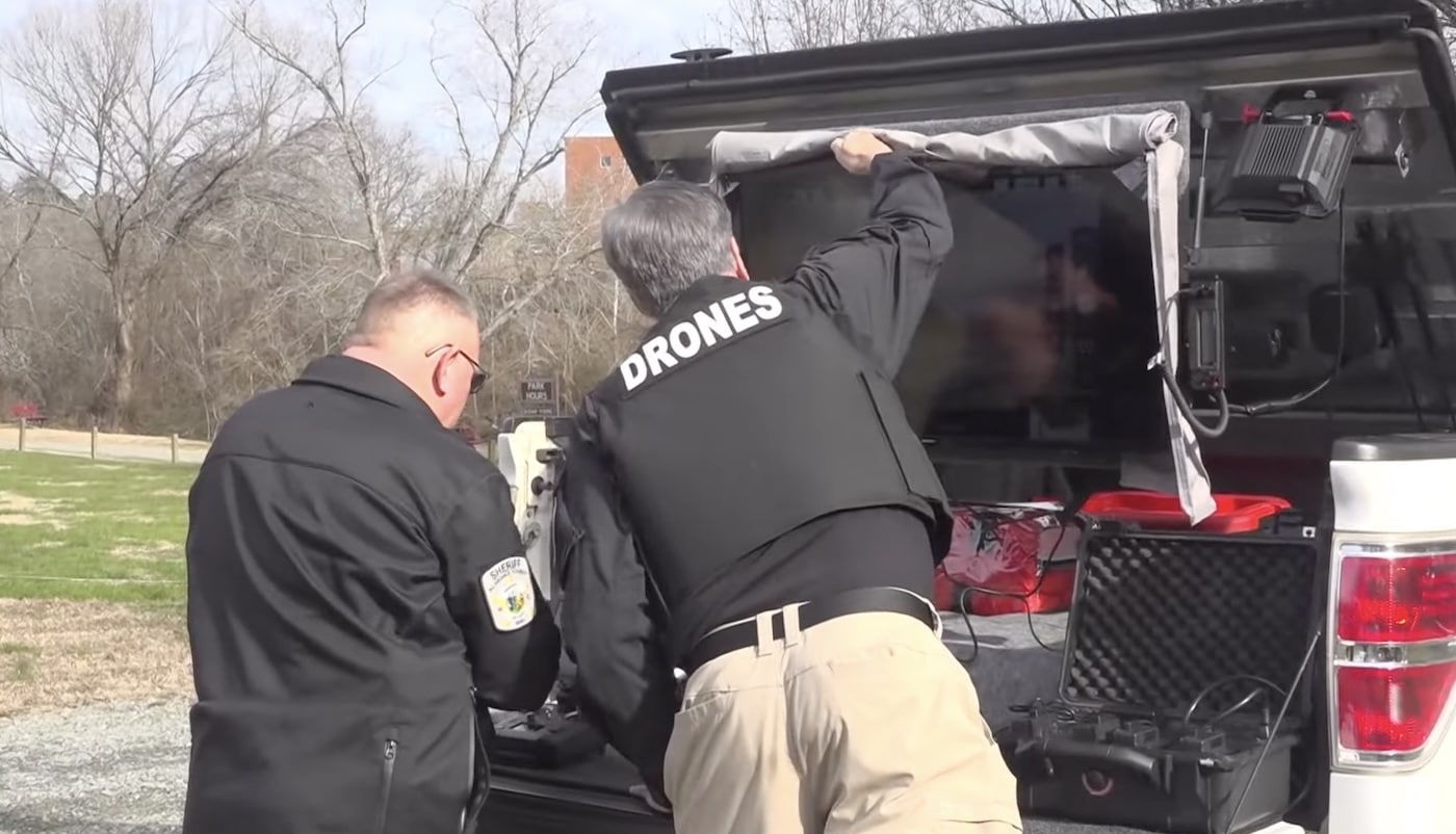 DJI drones operated by pilots Ethan Hutt, Shane Adams and Walter Britt.