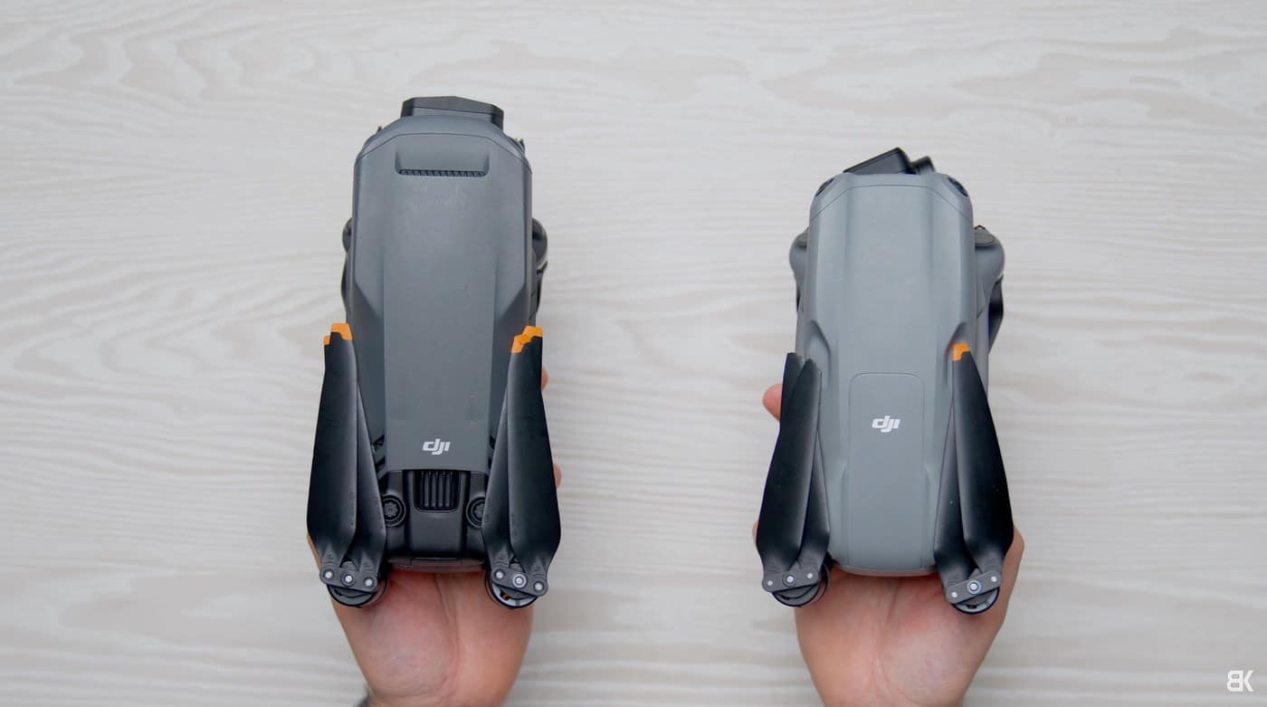 Size comparison between the DJI Air 3 and the slightly larger DJI Mavic 3 Pro.