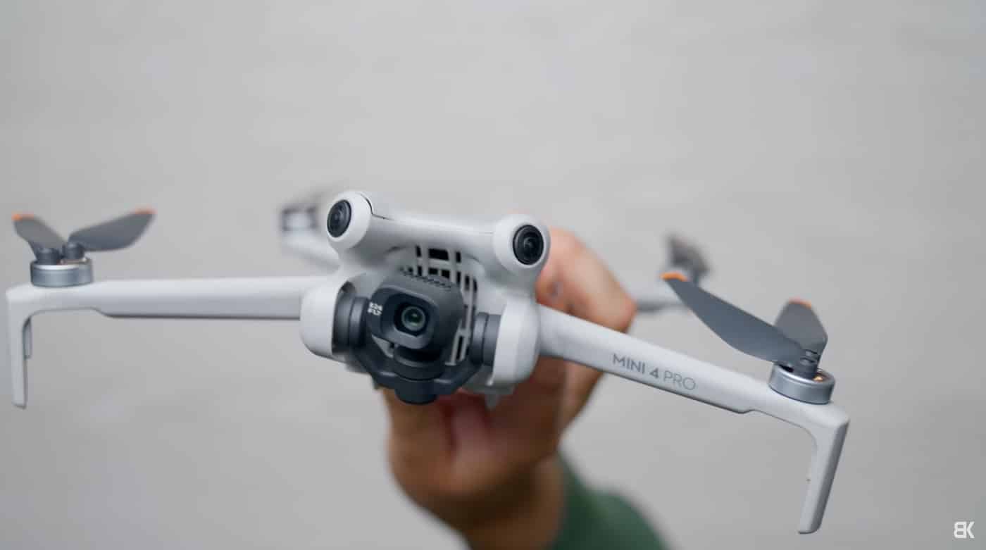 Close look at the omnidirectional obstacle avoidance sensors on the Mini 4 Pro.