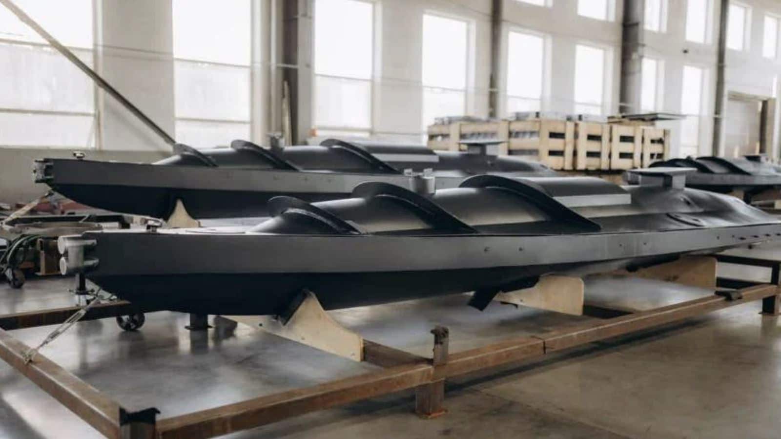 Ukrainian explosive-laden sea drone of the type used against Russian warships.
