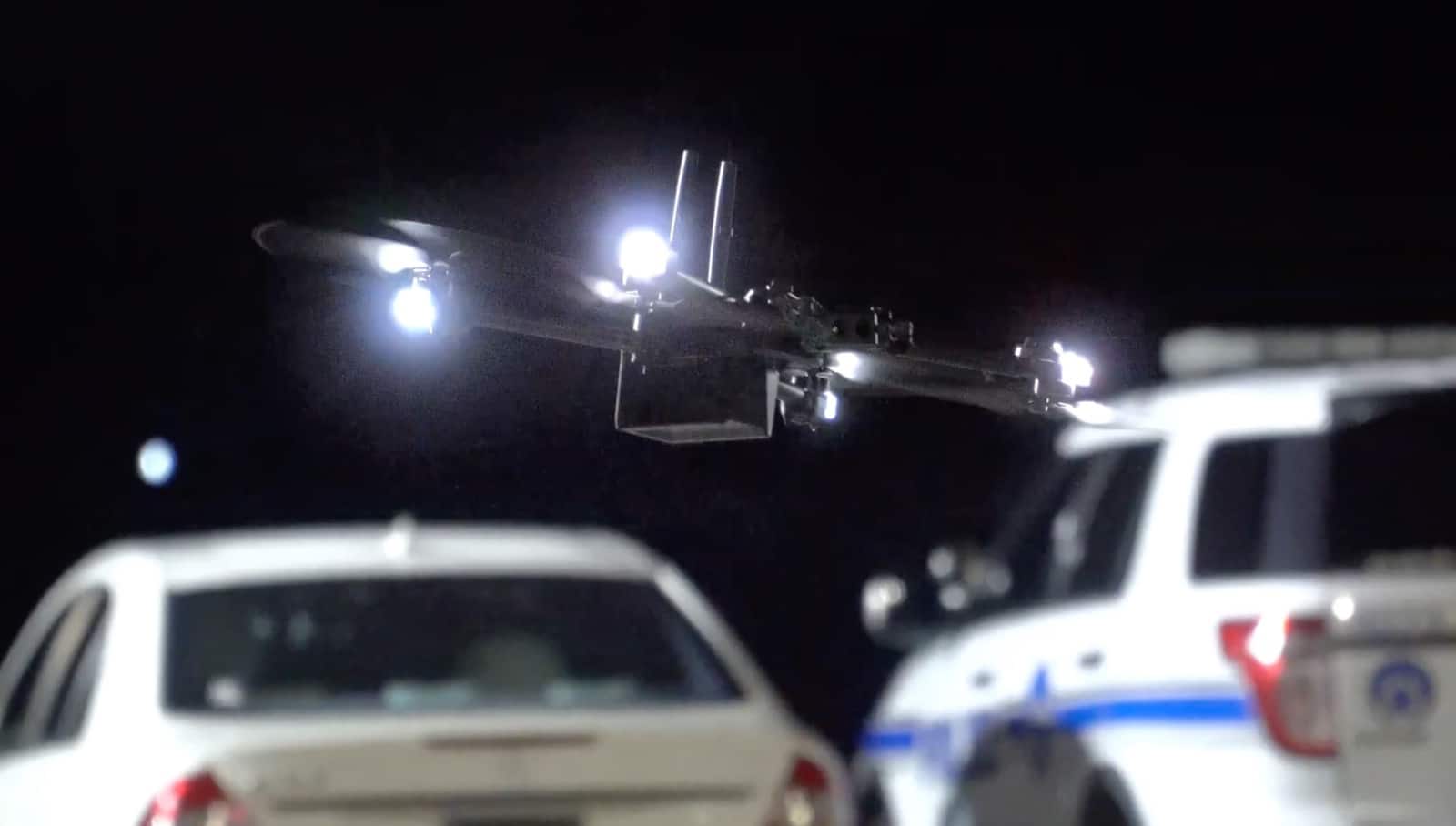 New Orleans Police Department drone shown during its public demonstration.