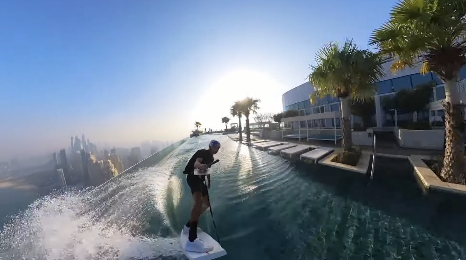 Brian Grubb during the Red Bull WakeBase stunt in Dubai.