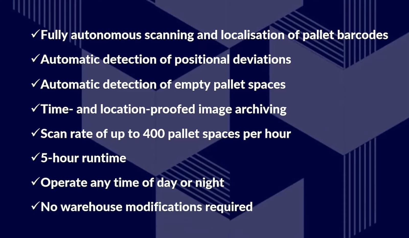 Doks Innovation drone scanning pallet racks inside the Giga Berlin warehouse.