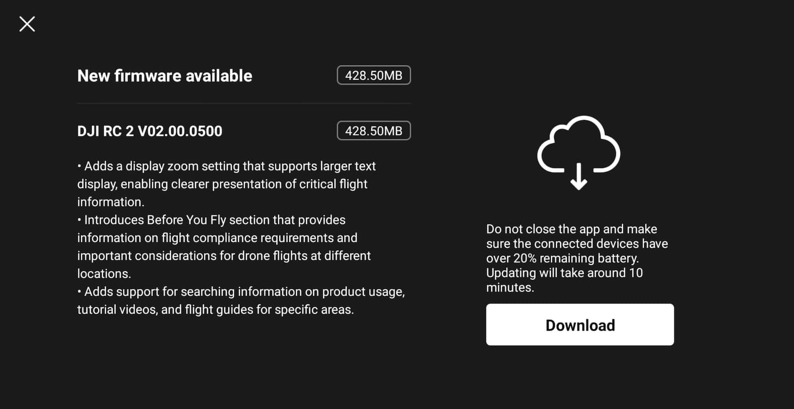 DJI Fly App Update
