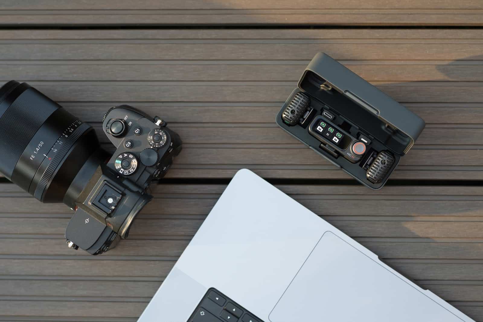 DJI Mic 2 transmitter built for omnidirectional recording with intelligent noise cancellation.