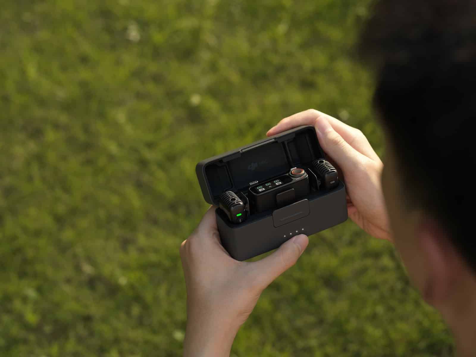 DJI Mic 2 receiver with its 1.1-inch OLED touchscreen and precision dial.