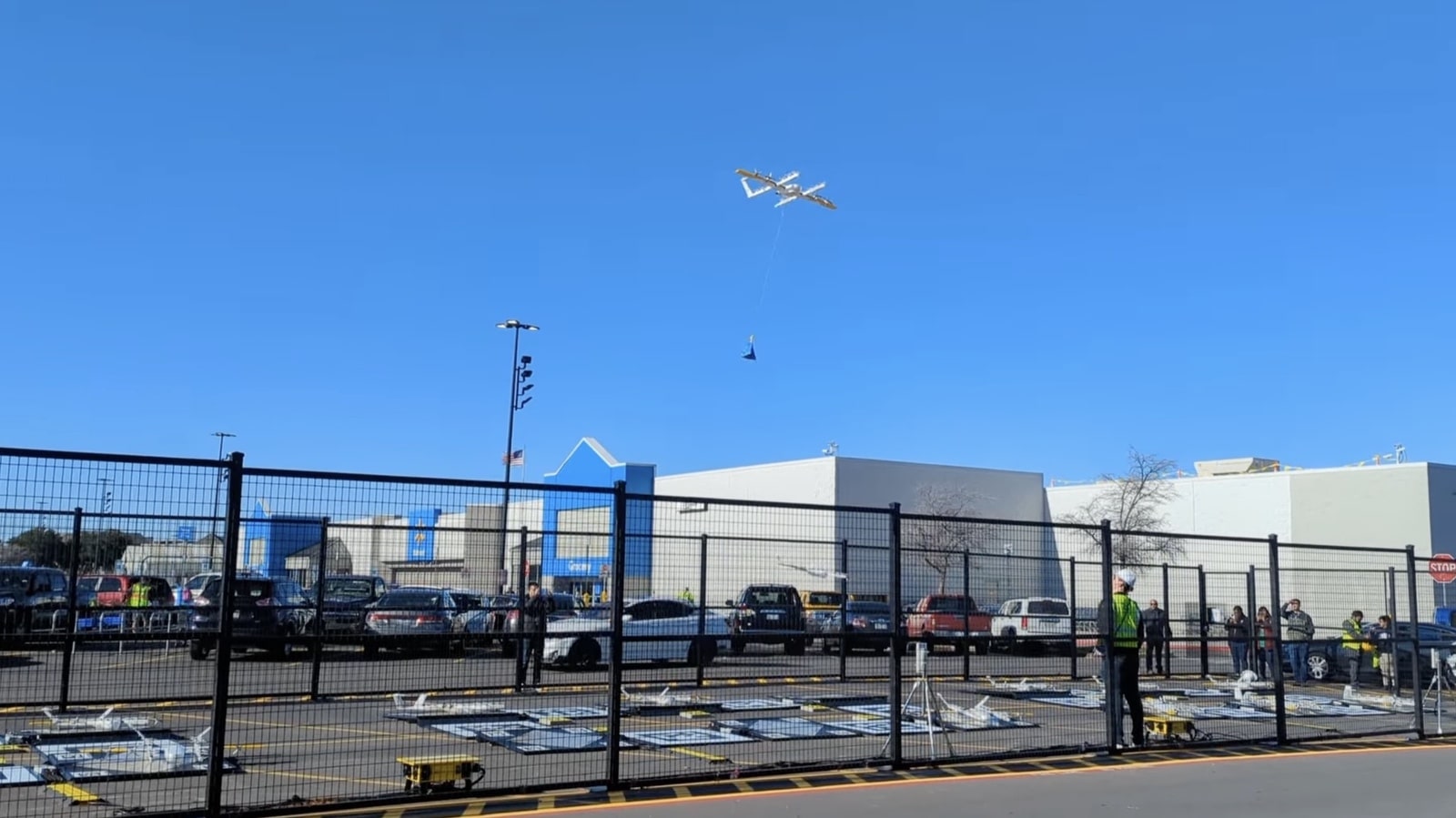 Walmart Supercenter drone delivery service operating in Lewisville, Texas.