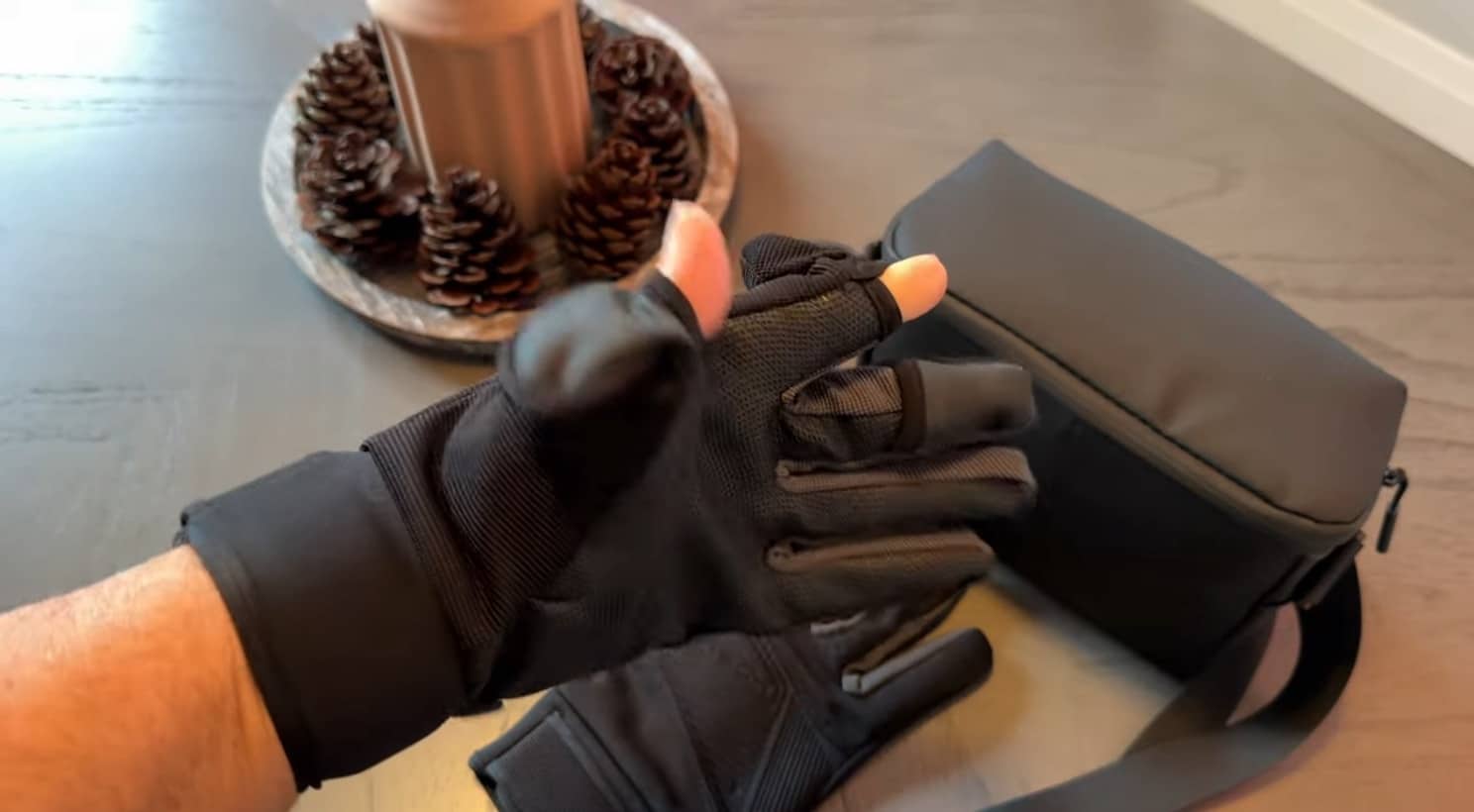 Winter drone gloves recommended for flying the DJI Mini 4 Pro in the cold.