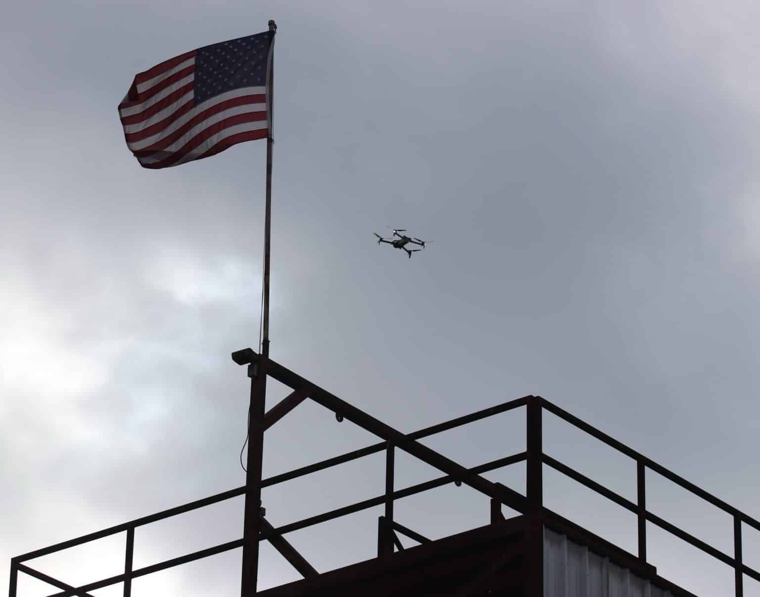 Attendees flying the Skydio X10 outdoors in windy Webster Parish conditions.