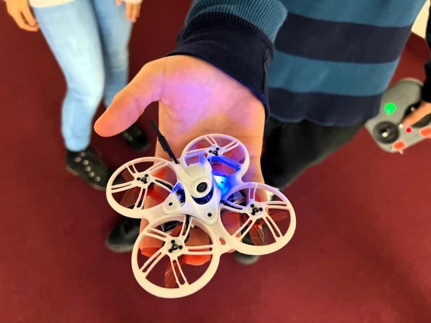 Trumbull County student flying a racing drone in Ohio's dronepreneur program.