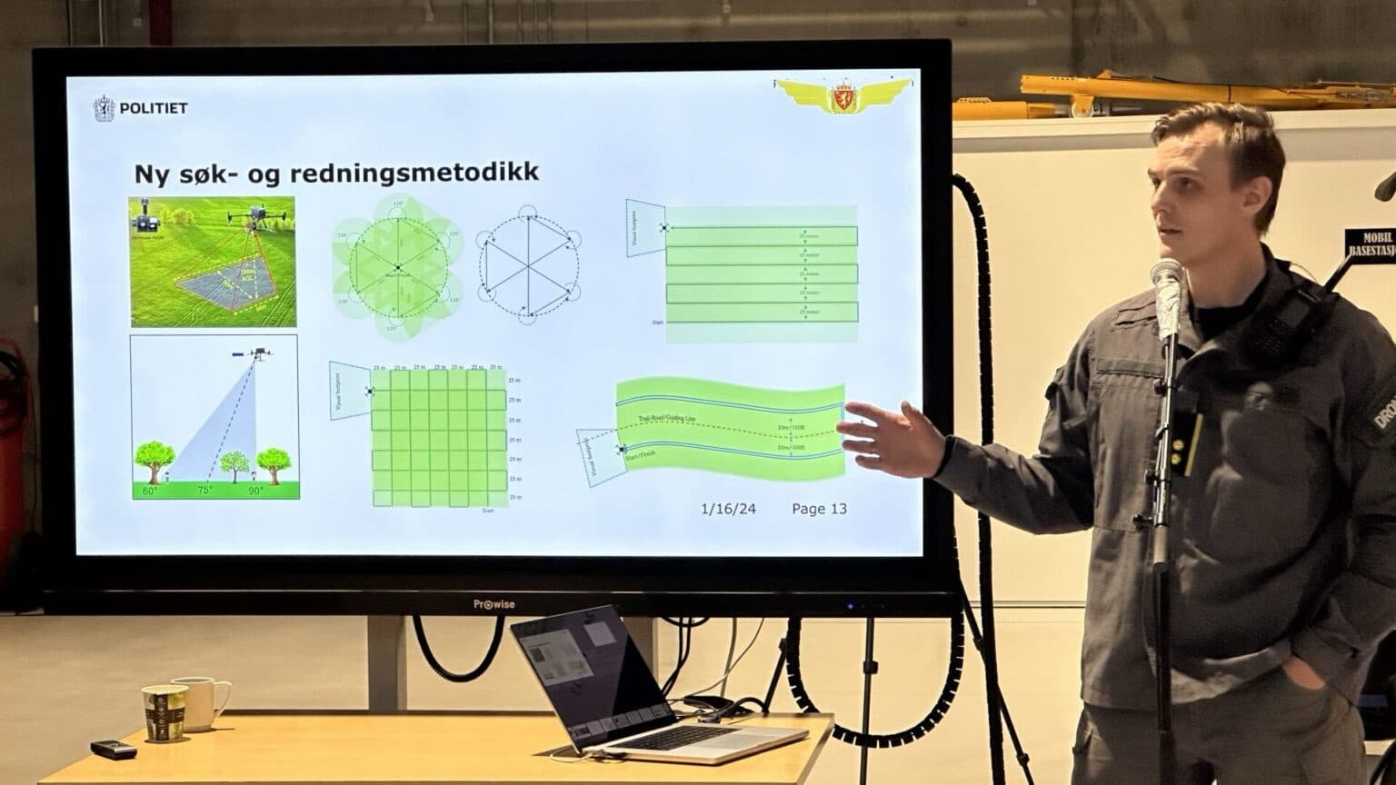 Norwegian police drone operations, restructured around the bicycle wheel search model.