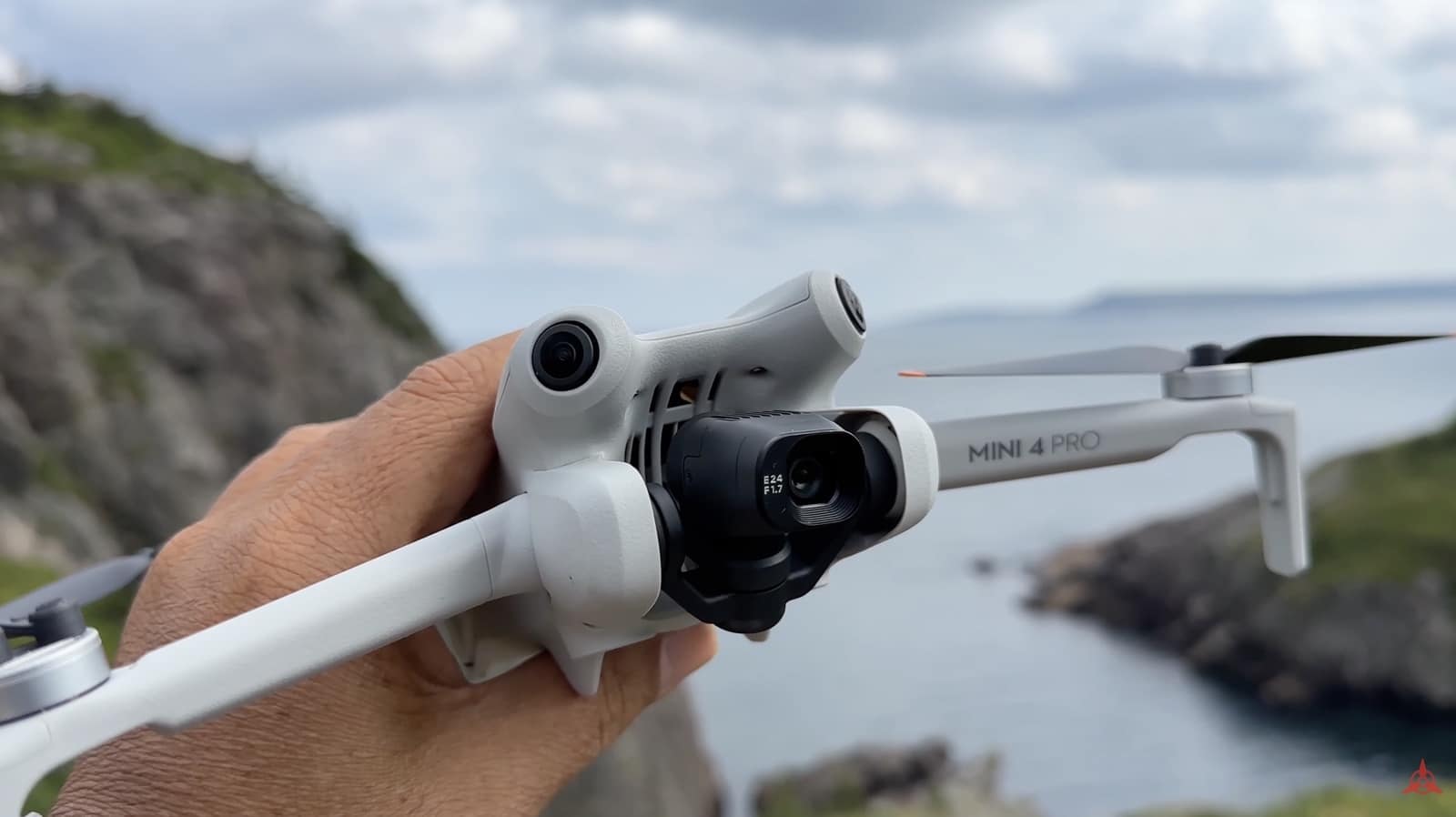 The Mini 4 Pro, light enough at roughly 250 grams to carry all day.