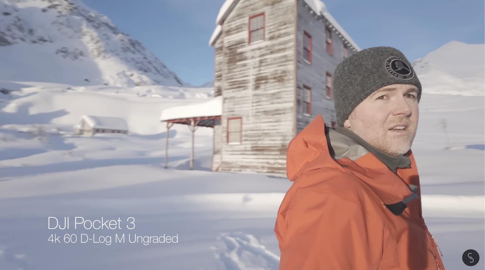 DJI Pocket 3 set to the D-Log M color profile for wider dynamic range.